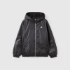 Glossy jacket with zip and hood