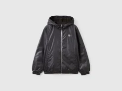 Glossy jacket with zip and hood