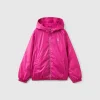 Glossy jacket with zip and hood
