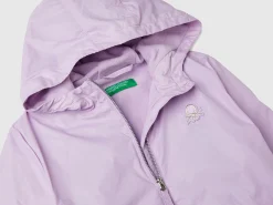 Glossy jacket with zip and hood