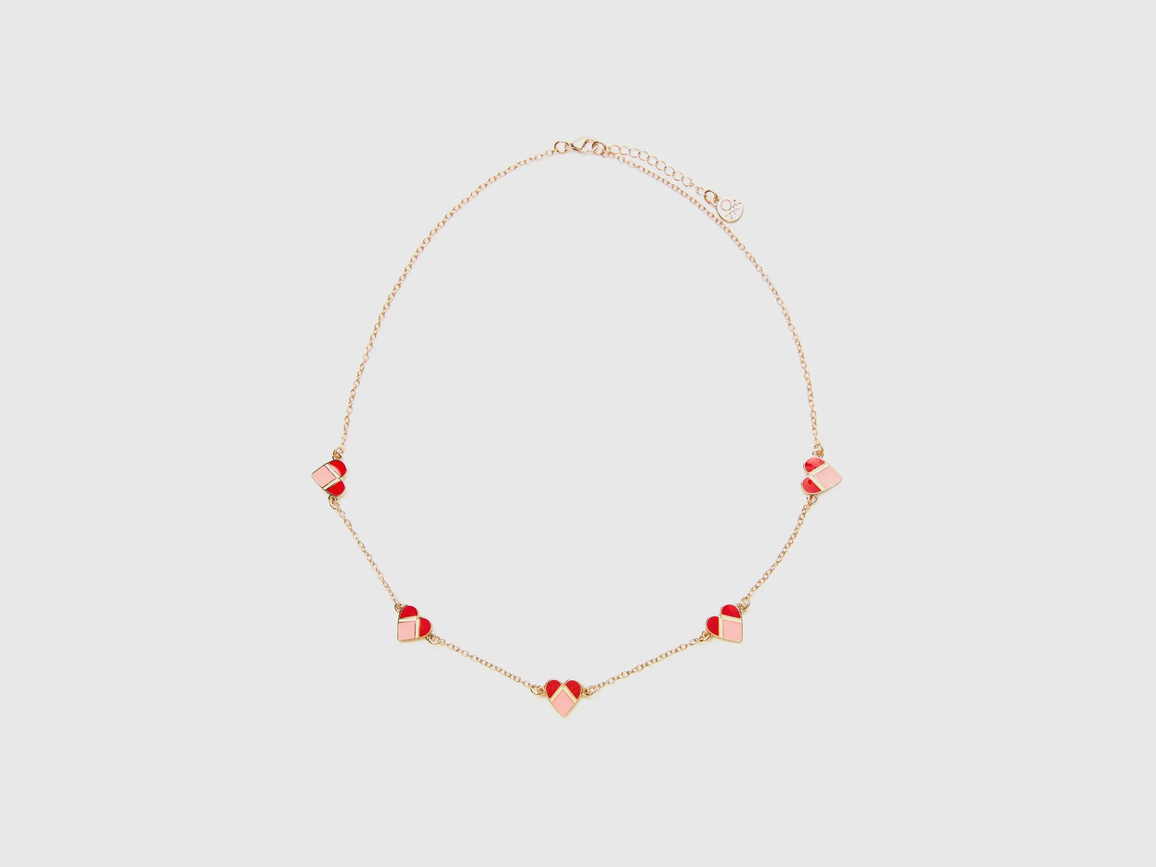 Gold necklace with hearts