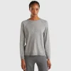 Gray crew neck sweater in cashmere and wool blend
