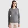 Gray crew neck sweater in Merino wool