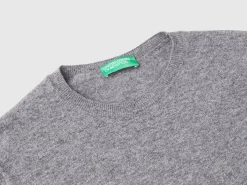 Gray crew neck sweater in Merino wool