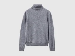 Gray turtleneck in pure Merino wool