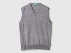 Gray vest in pure Merino wool