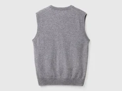 Gray vest in pure Merino wool