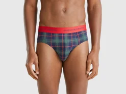 Green and blue tartan briefs