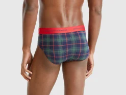 Green and blue tartan briefs