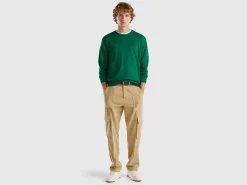 Green sweater in pure Merino wool
