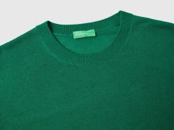 Green sweater in pure Merino wool