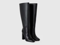 Heeled boots in imitation leather