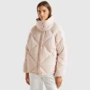 High collar puffer jacket in genuine recycled down