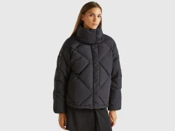 High collar puffer jacket in genuine recycled down