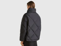 High collar puffer jacket in genuine recycled down