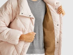 High collar puffer jacket in genuine recycled down