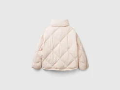 High collar puffer jacket in genuine recycled down