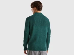 High neck sweater in pure Shetland wool