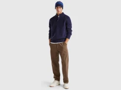 High neck sweater in pure Shetland wool