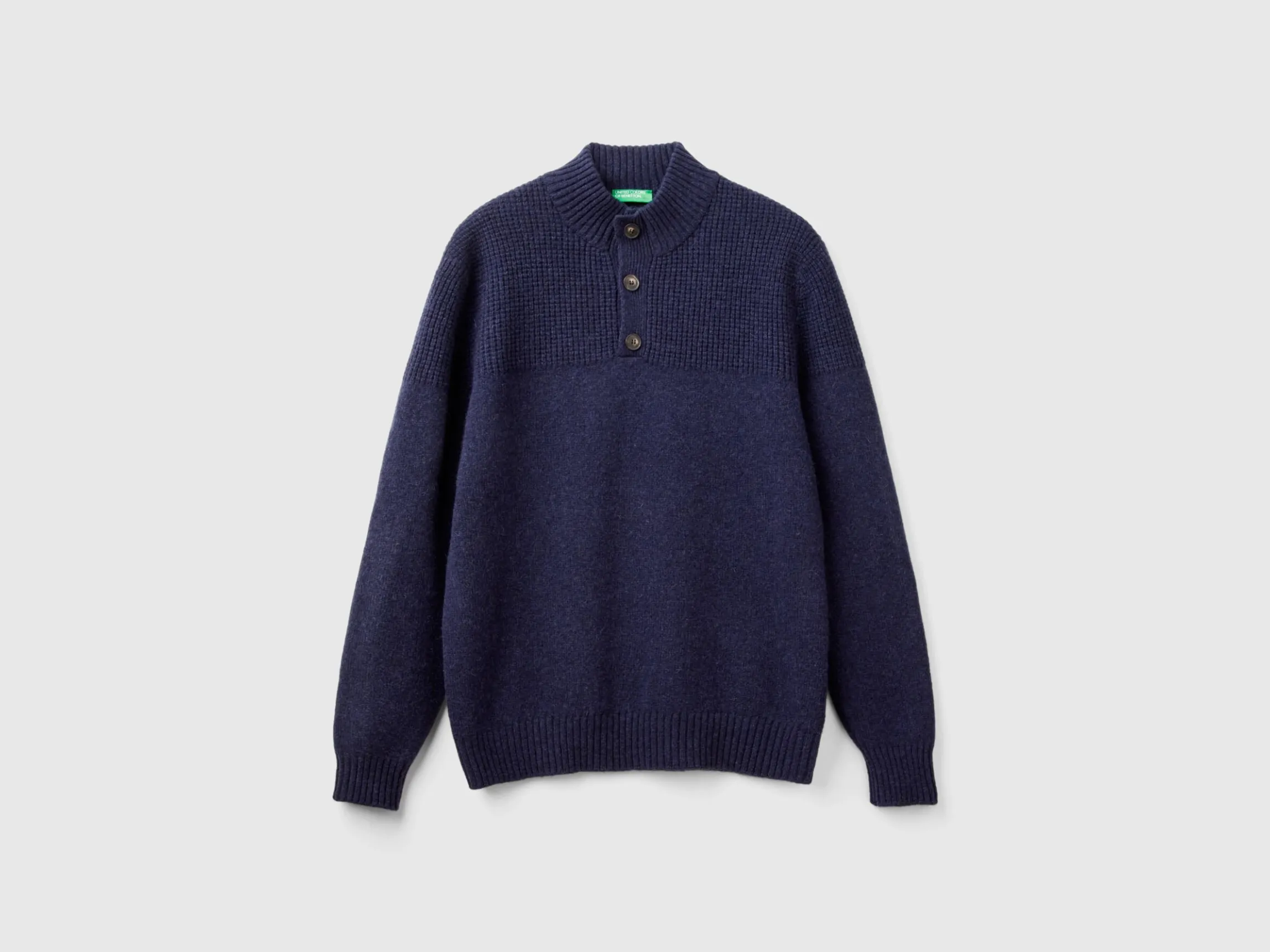 High neck sweater in pure Shetland wool