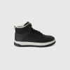 High-top sneakers in imitation leather and mesh