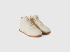 High-top sneakers in imitation leather and mesh