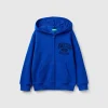 Hoodie with zip and embroidered logo