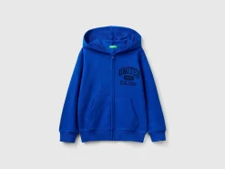 Hoodie with zip and embroidered logo