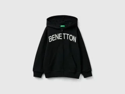 Hoodie with zip and embroidered logo