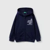 Hoodie with zip and embroidered logo