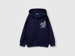 Hoodie with zip and embroidered logo