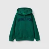 Hoodie with zip and embroidered logo