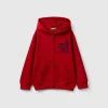 Hoodie with zip and embroidered logo