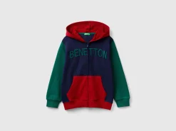 Hoodie with zip and embroidered logo