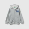 Hoodie with zip and embroidered logo
