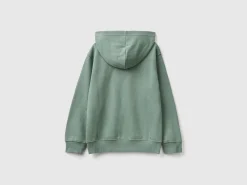 Hoodie with zip and embroidered logo