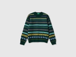 Jacquard sweater in wool blend