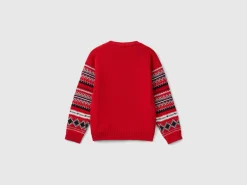 Jacquard sweater in wool blend