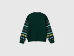 Jacquard sweater in wool blend
