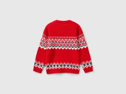 Jacquard sweater in wool blend
