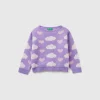 Jacquard sweater with hearts and clouds