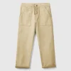 Joggers in cotton blend with drawstring
