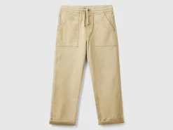 Joggers in cotton blend with drawstring