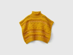 Knit cape with lurex
