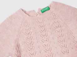Knit dress with lace