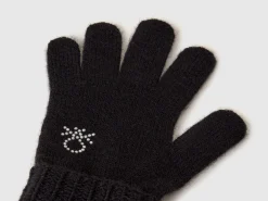 Knit gloves with logo