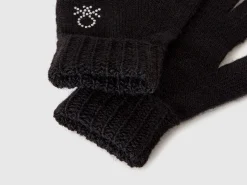 Knit gloves with logo