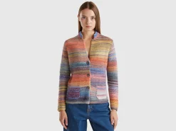 Knit jacket in multicolor wool blend