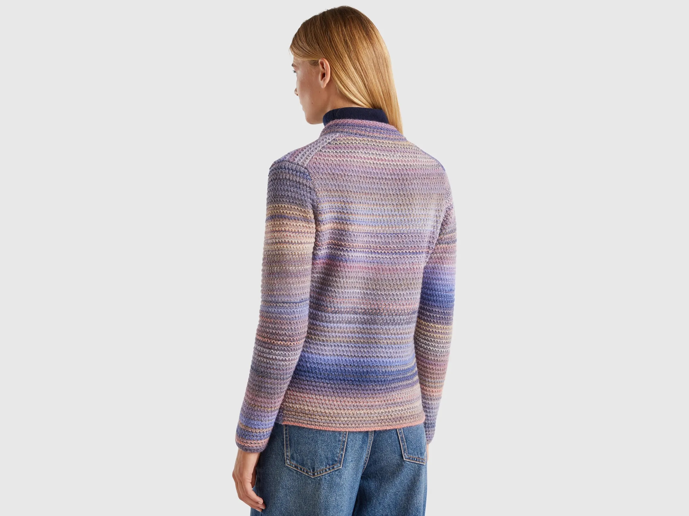 Knit jacket in multicolor wool blend