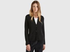 Knit jacket in wool and cashmere blend